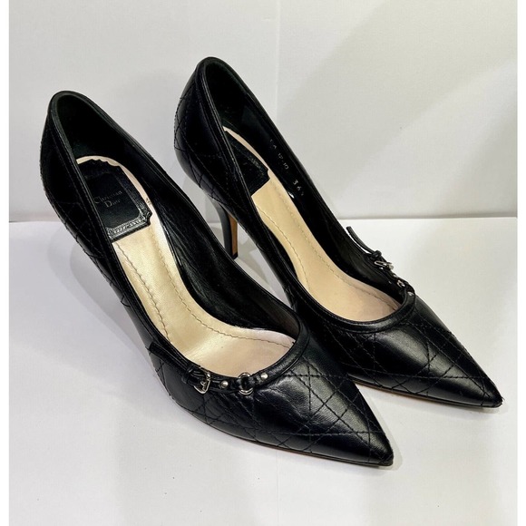 Christian Dior Cannage Pattern Black Leather Pumps Size 6.5 /I.T. 8.5 - Picture 7 of 7